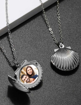 Midye Kabuğu Kapaklı Kolye Resimli Midye Kabuğu Kapaklı Kolye Resimli